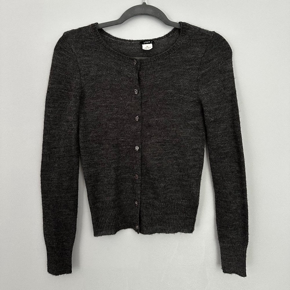 J Crew Supersoft Cardigan with Jewel Buttons - Gray